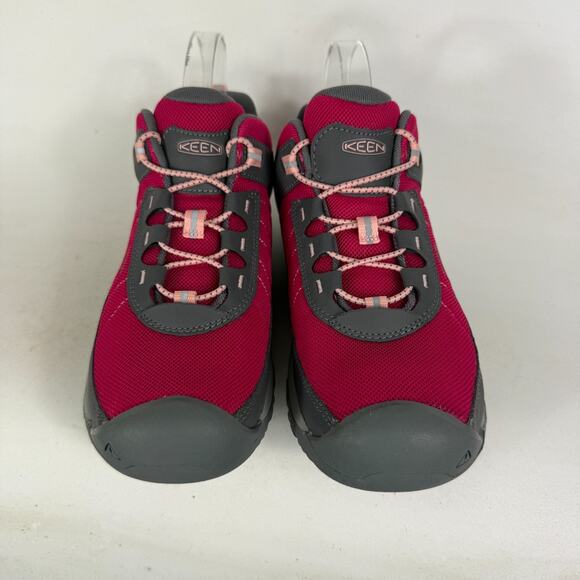 KEEN Targhee Sport Vented Hiking Shoe Kid's 7 Red Gray Mesh Lace-Up Outdoor - Picture 4 of 10